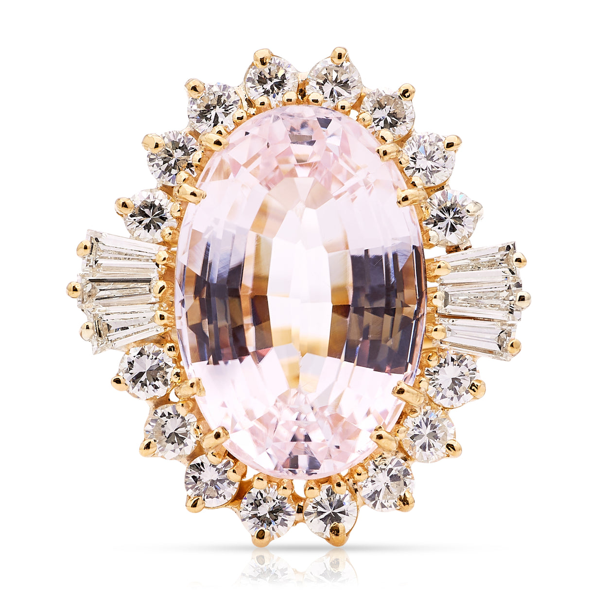 1950s morganite & diamond cocktail cluster ring