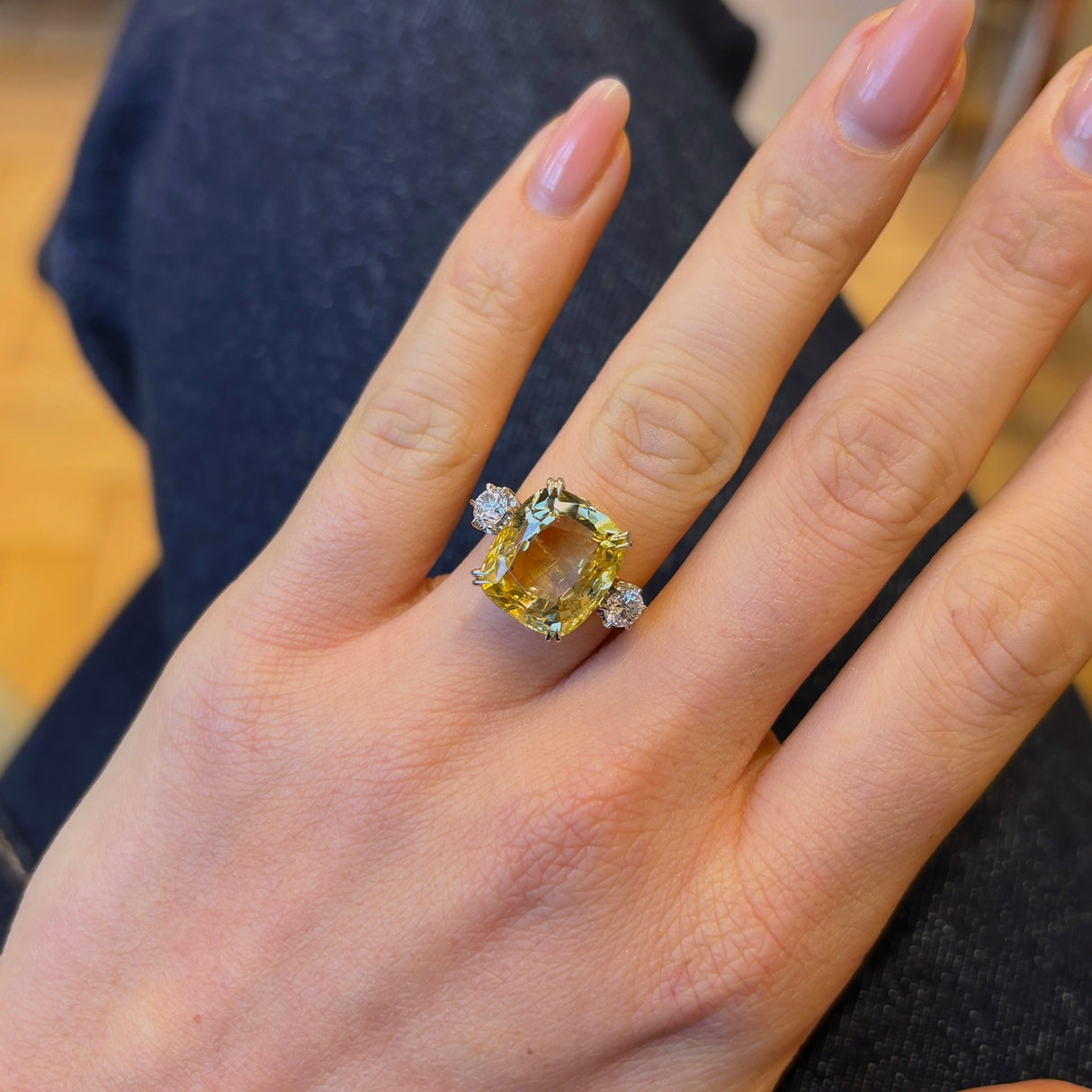 Vintage, Art Deco yellow sapphire & diamond ring