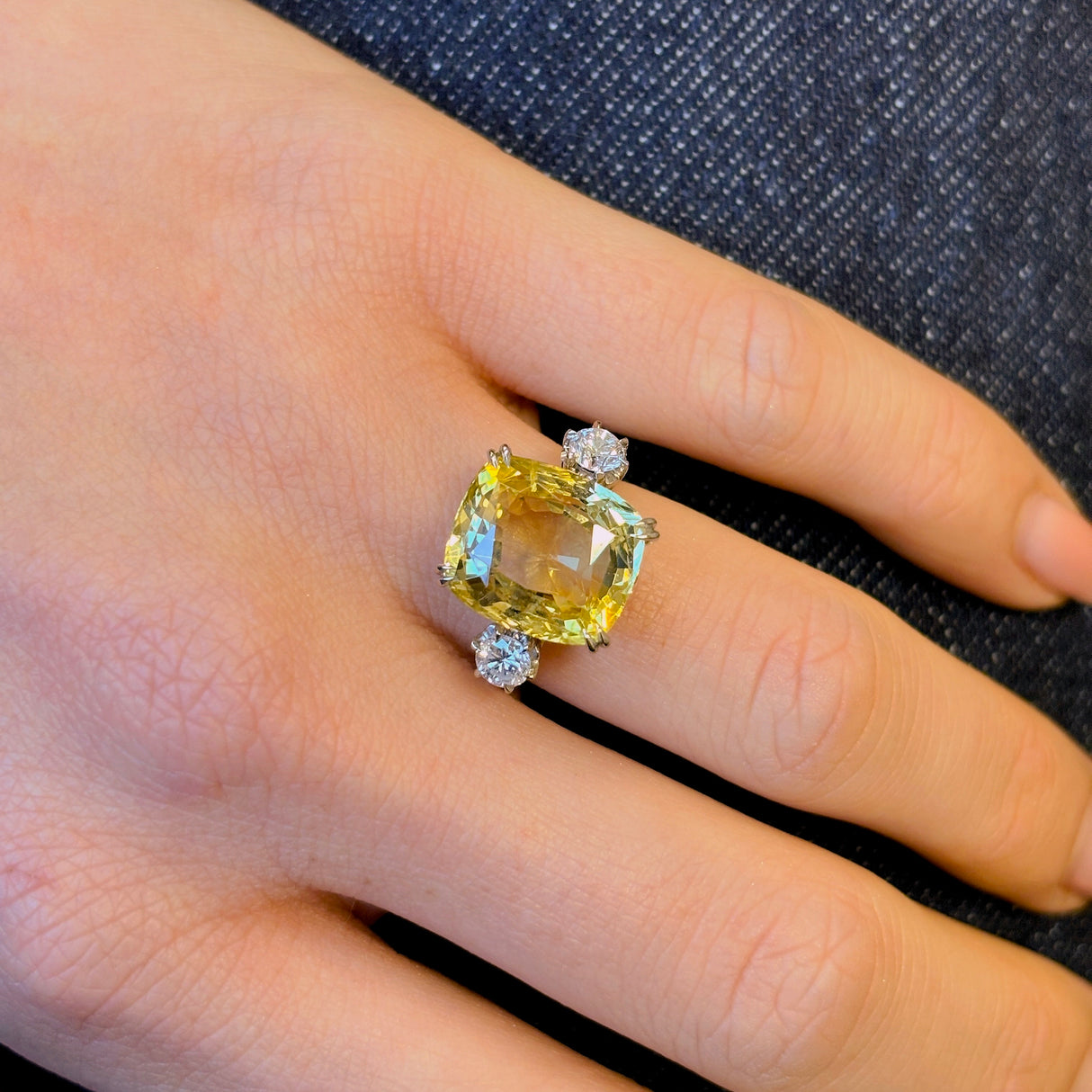 Vintage, Art Deco yellow sapphire & diamond ring