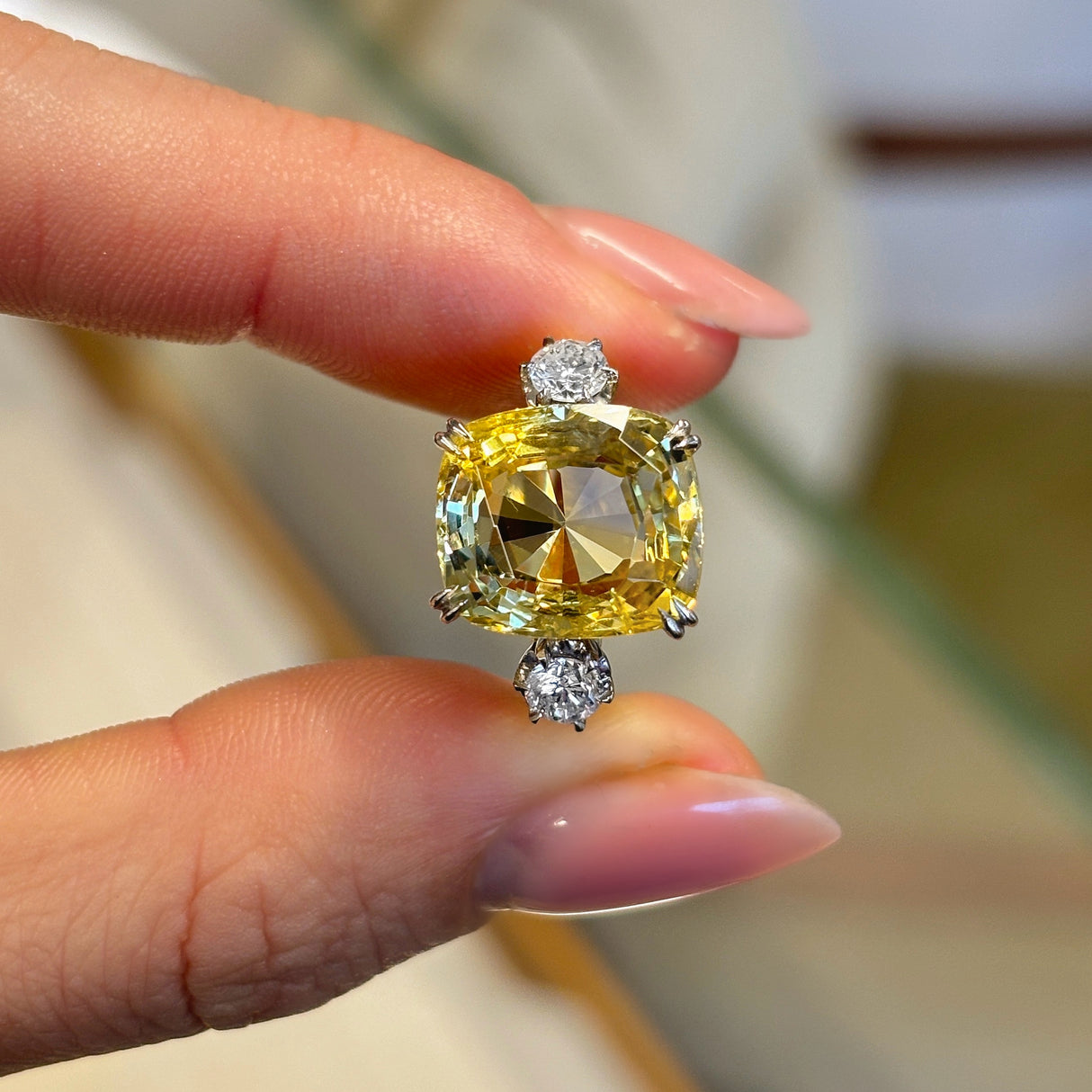 Vintage, Art Deco yellow sapphire & diamond ring