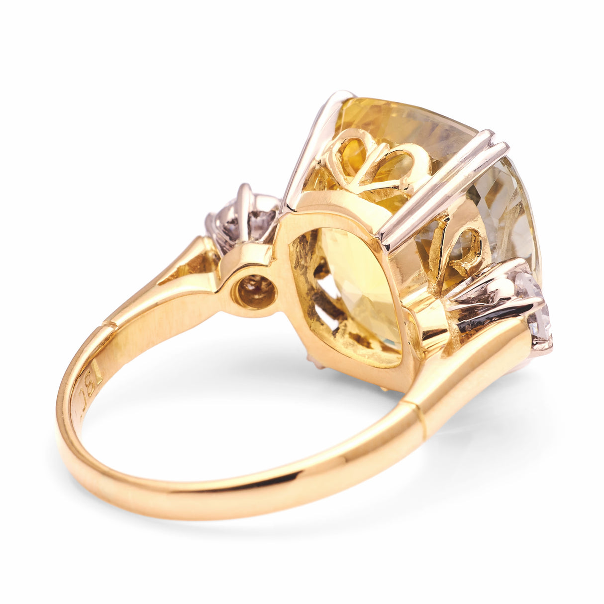 Vintage, Art Deco yellow sapphire & diamond ring