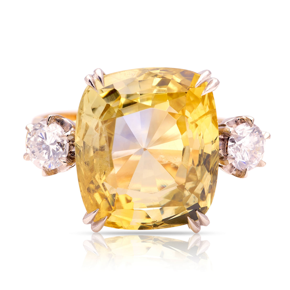 Vintage, Art Deco yellow sapphire & diamond ring