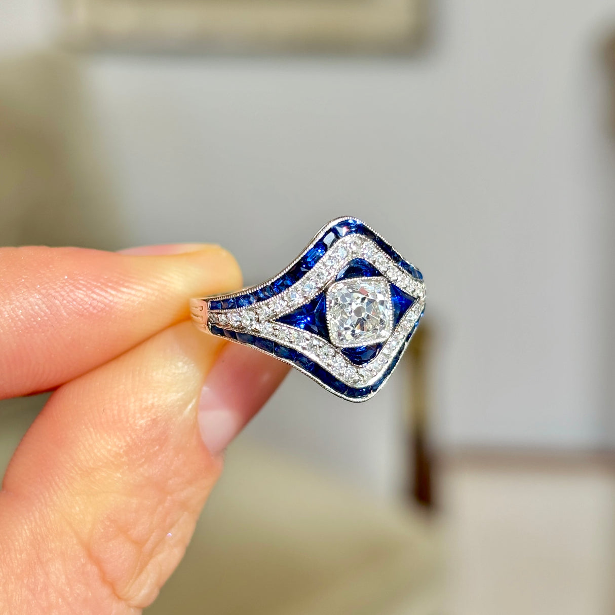 Vintage, Art Deco sapphire & diamond ring