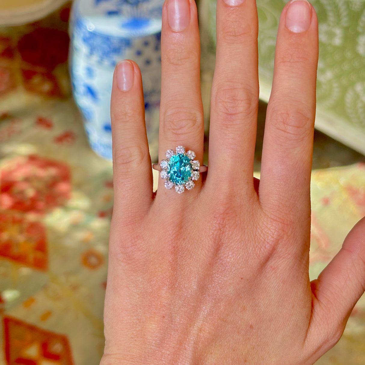 Vintage, zircon & diamond cluster ring