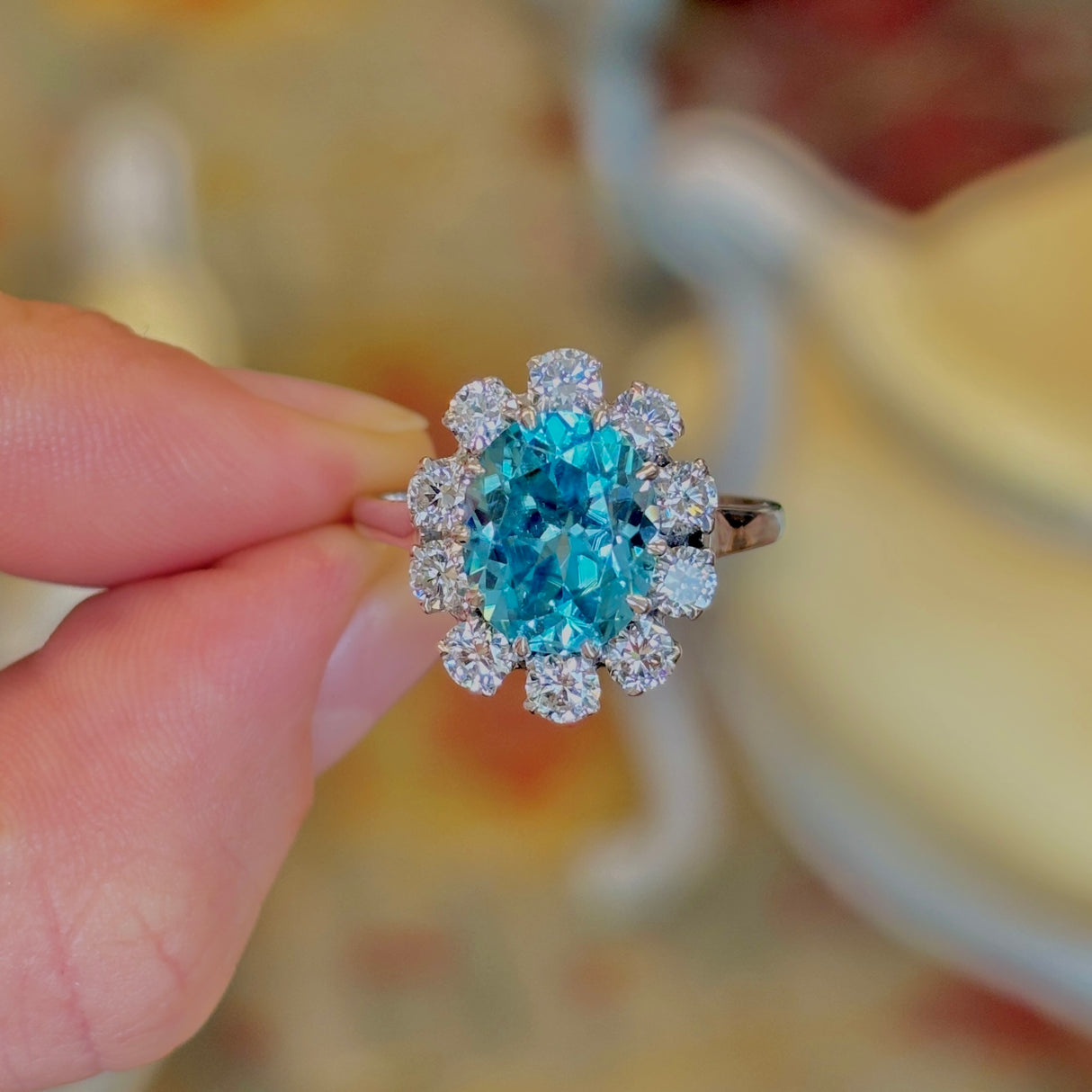 Vintage, zircon & diamond cluster ring