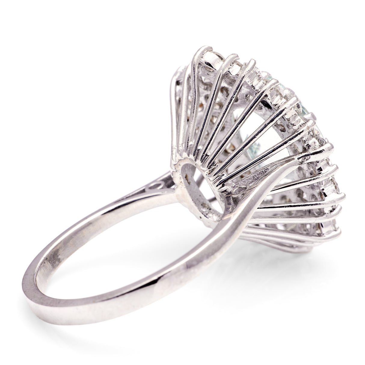 Vintage, green beryl & diamond cluster cocktail ring, circa 1950