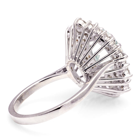 Vintage, green beryl & diamond cluster cocktail ring, circa 1950