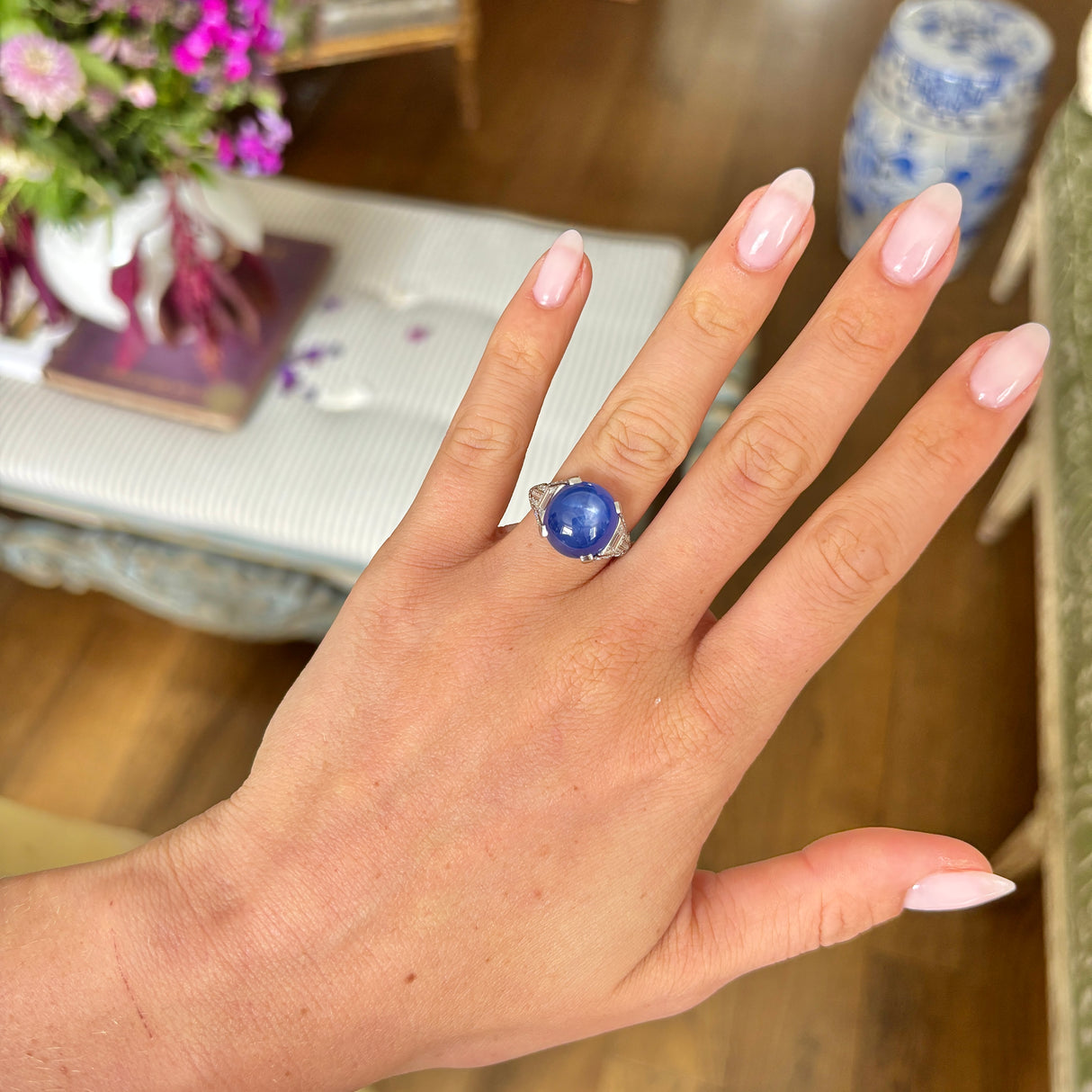 Vintage, Art Deco star sapphire and diamond ring