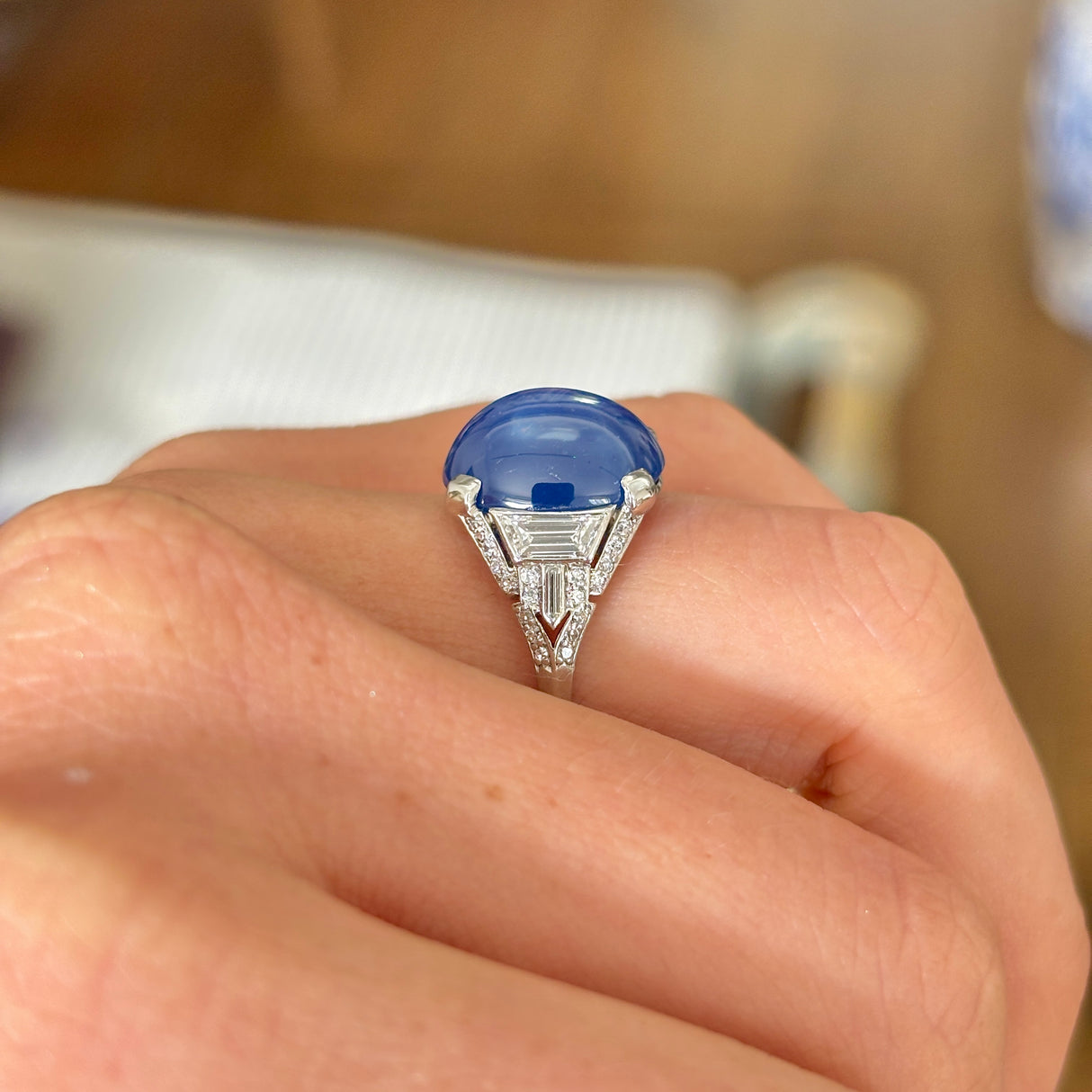 Vintage, Art Deco star sapphire and diamond ring