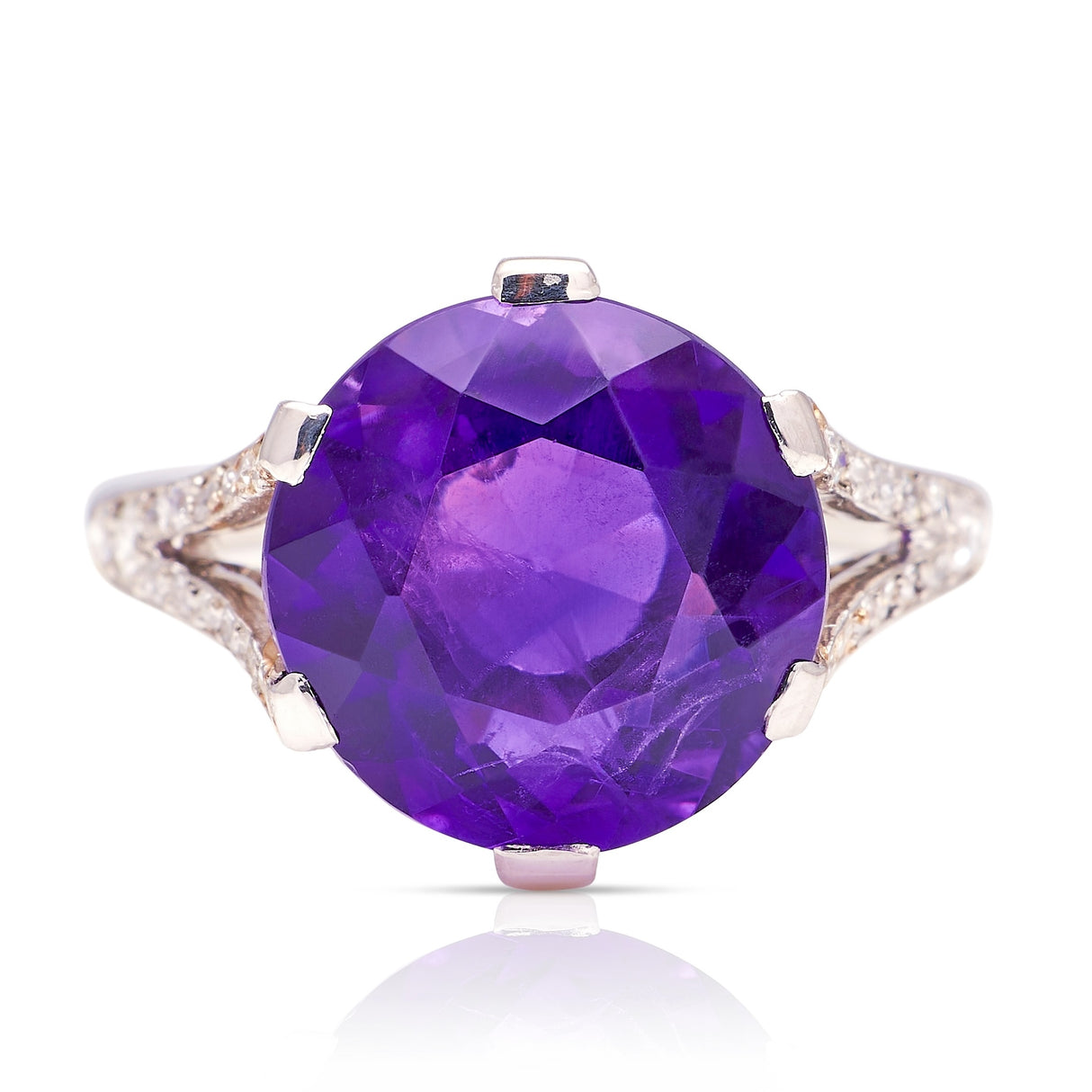 Antique, Belle Époque amethyst and diamond ring
