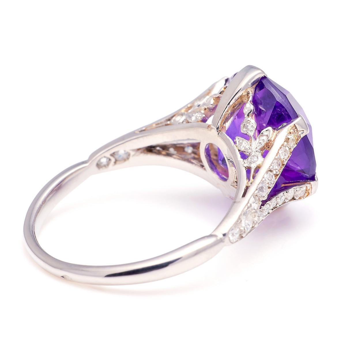 Antique, French Belle Époque, amethyst and diamond ring