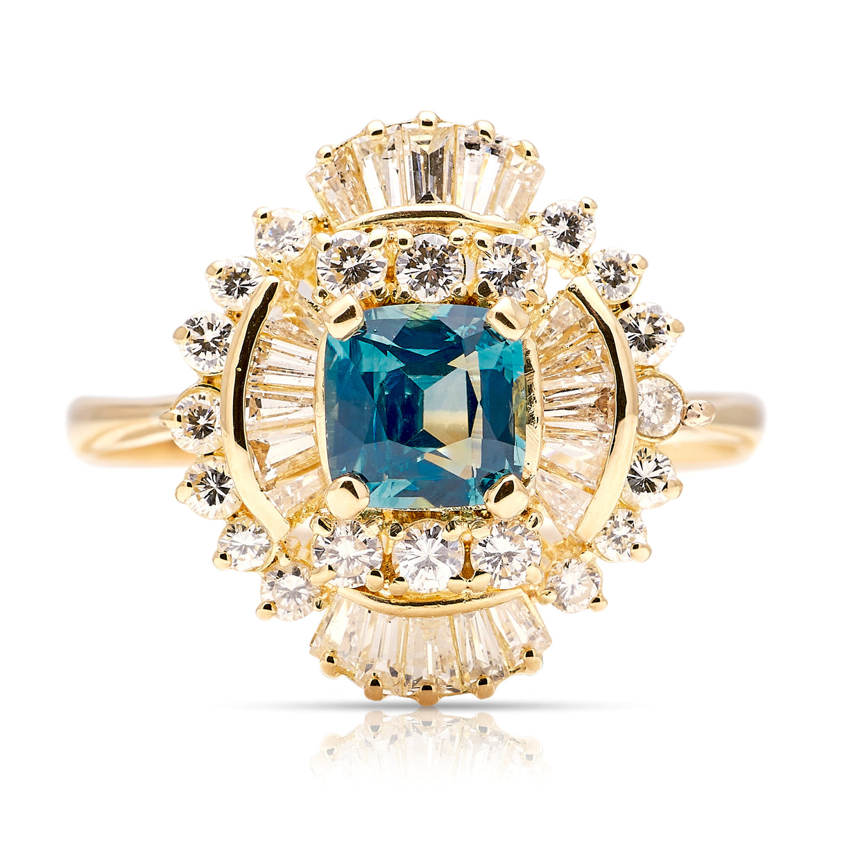 Vintage, sapphire and diamond cocktail cluster ring