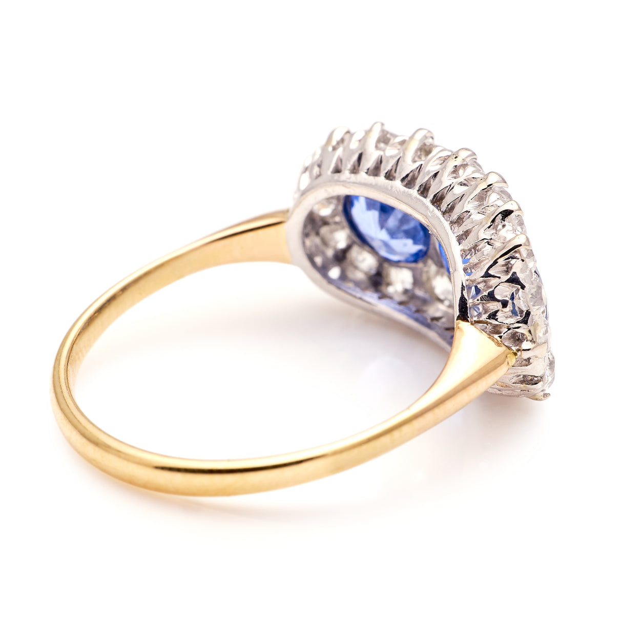 Edwardian, three-stone sapphire cluster ring