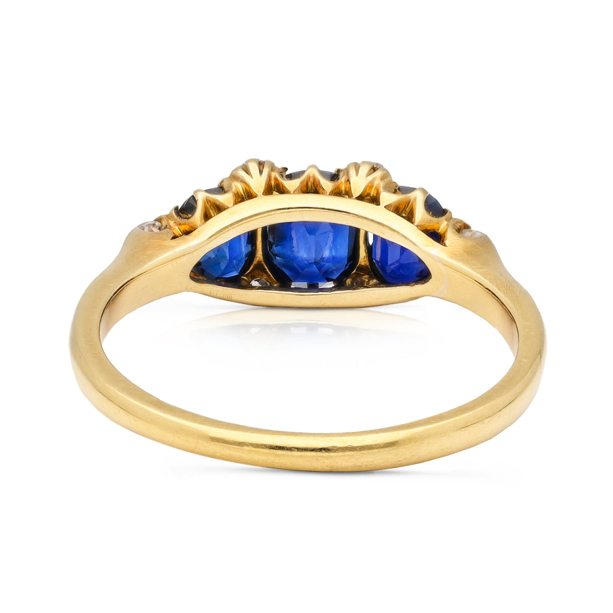 Antique blue sapphire and diamond engagement ring, 18ct yellow gold