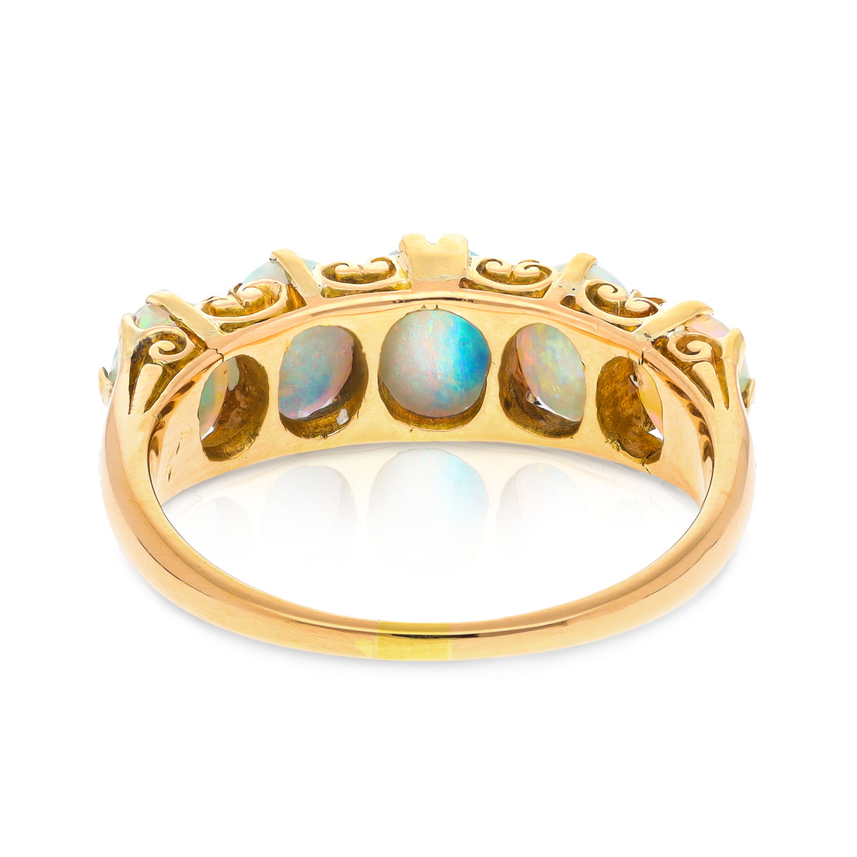 Antique, Edwardian, five-stone opal ring