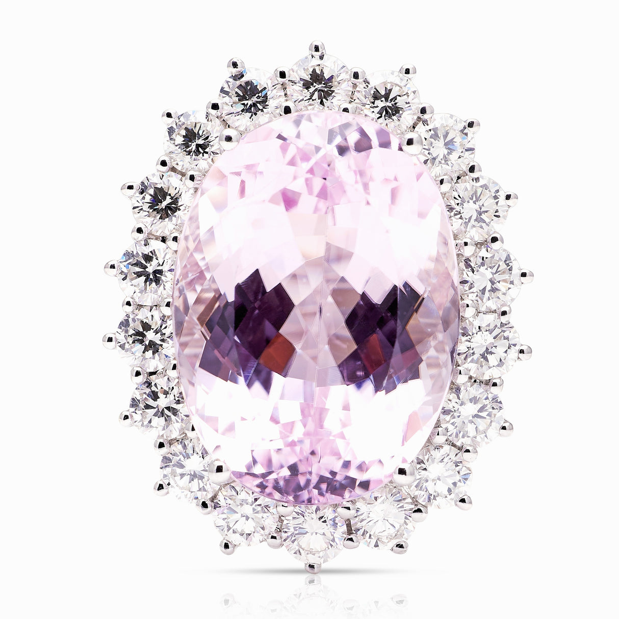Vintage, 1980s kunzite & diamond cluster ring