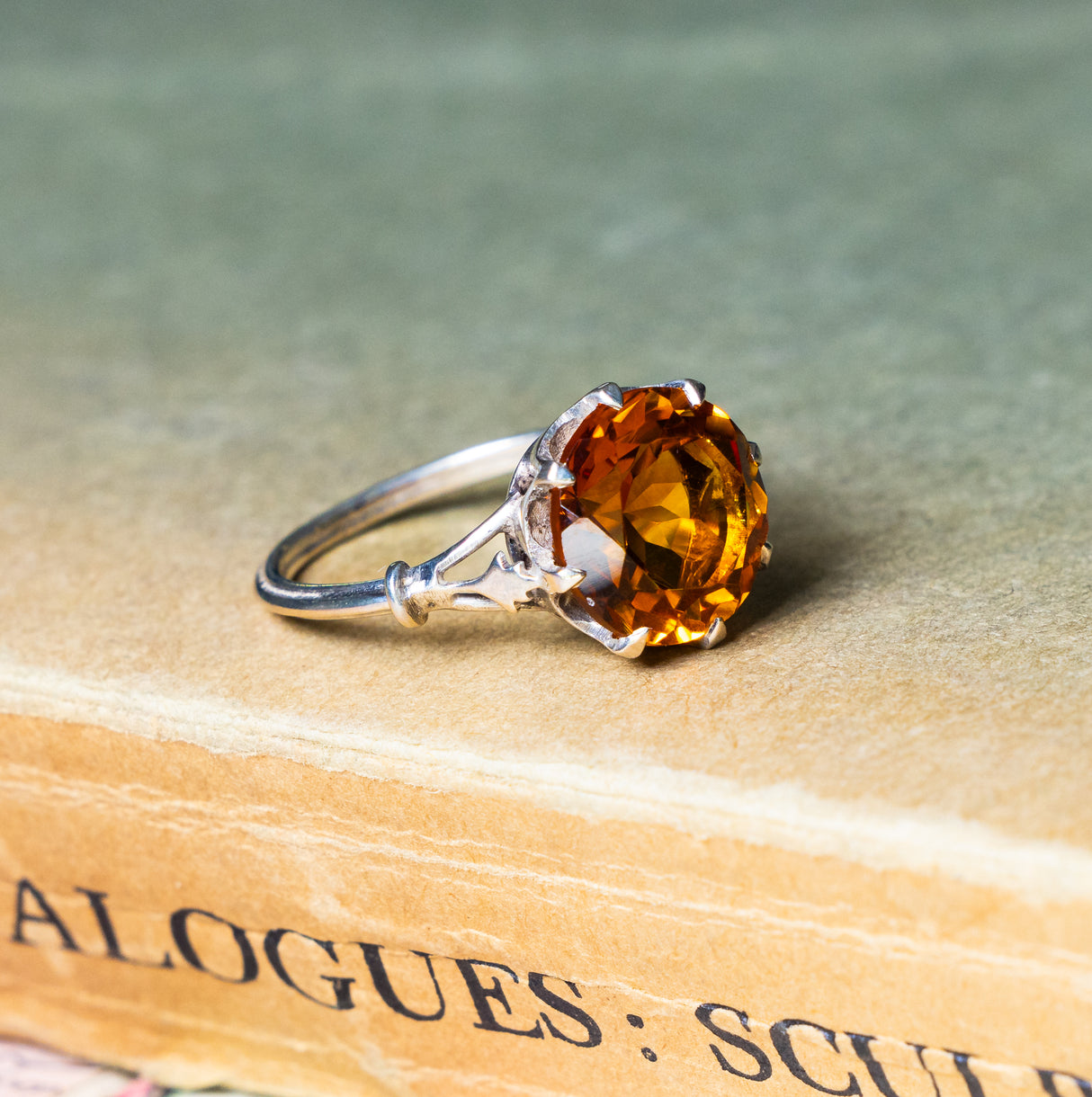 Vintage, 1930s citrine single-stone ring, silver side