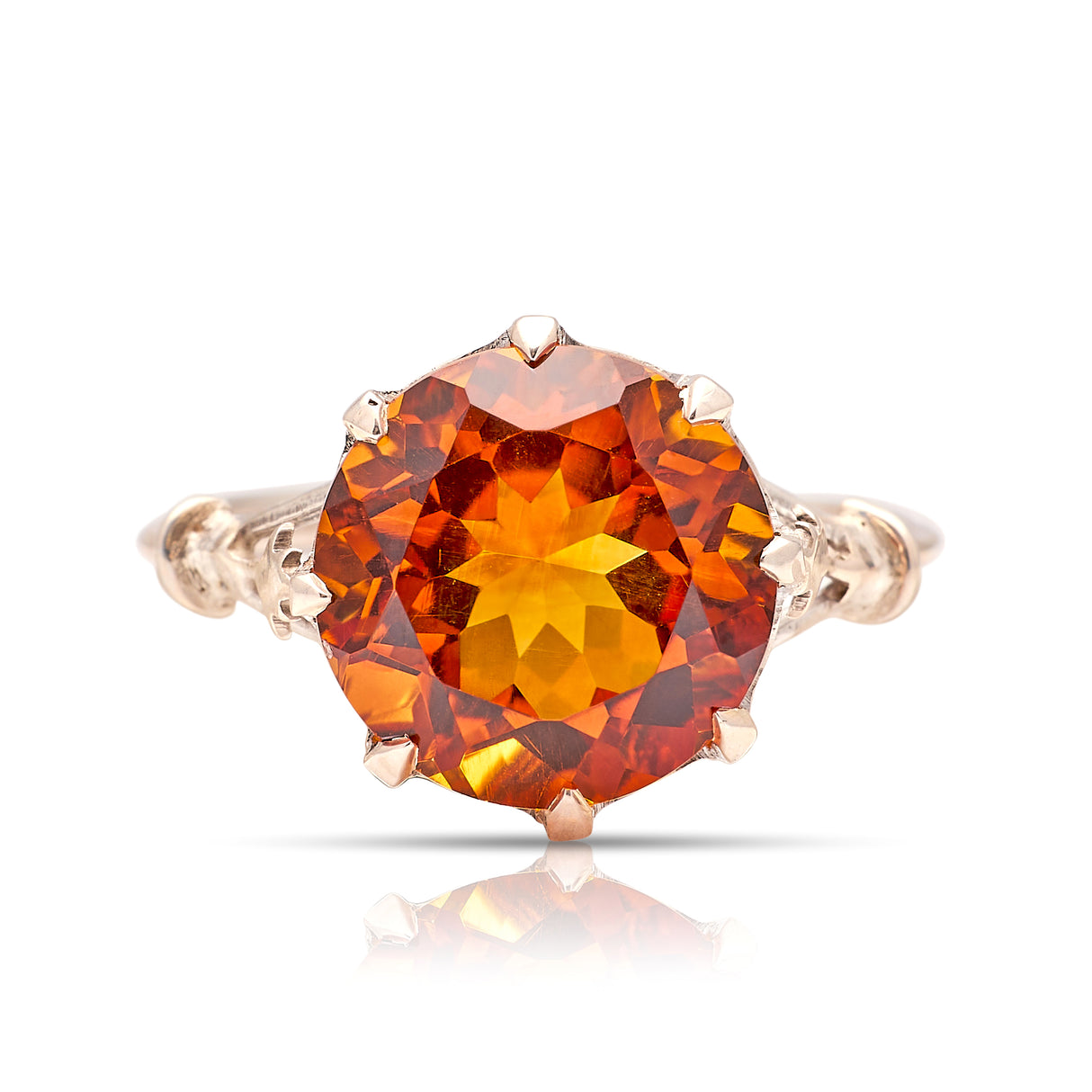 Vintage, 1930s citrine single-stone ring, silver front