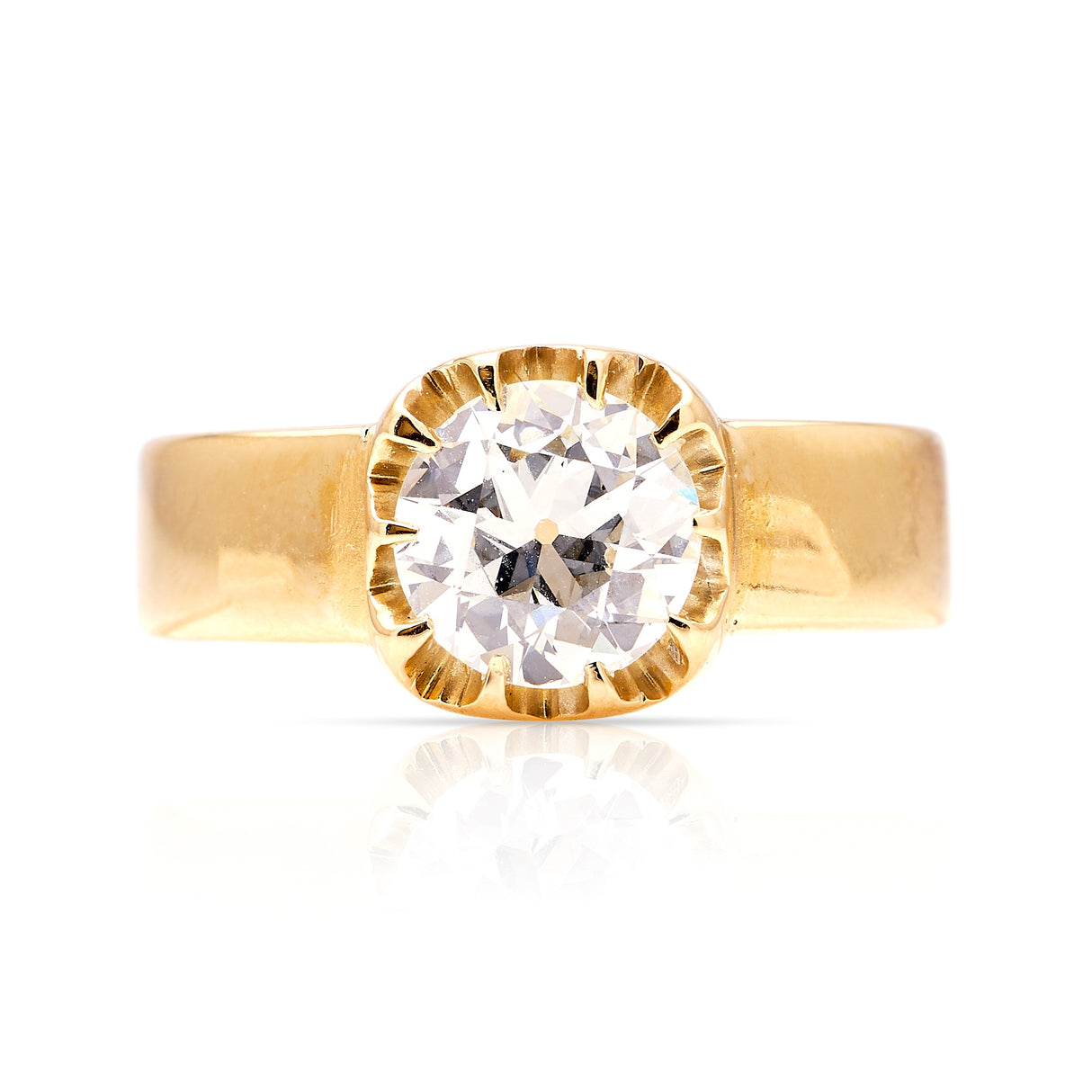 Antique, Victorian solitaire diamond gypsy ring