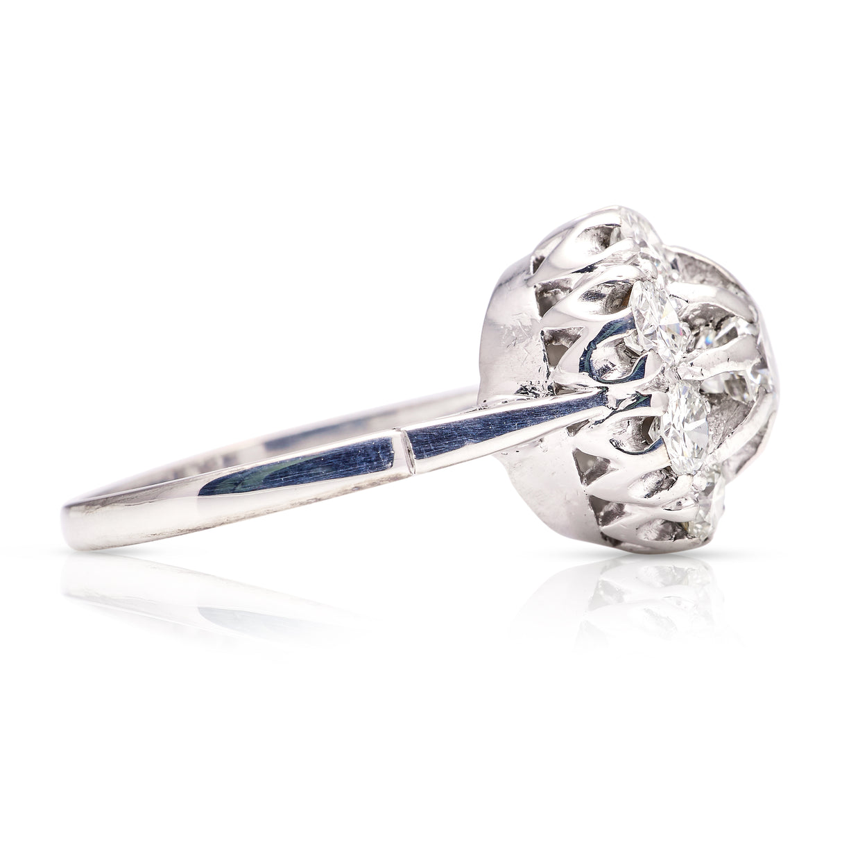 Vintage, diamond cluster engagement ring