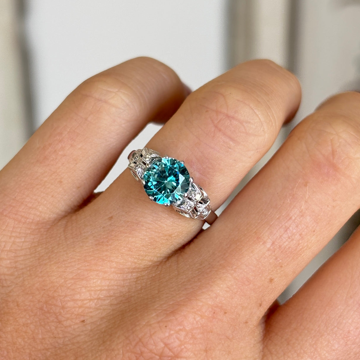 Vintage, 1960s zircon and diamond ring