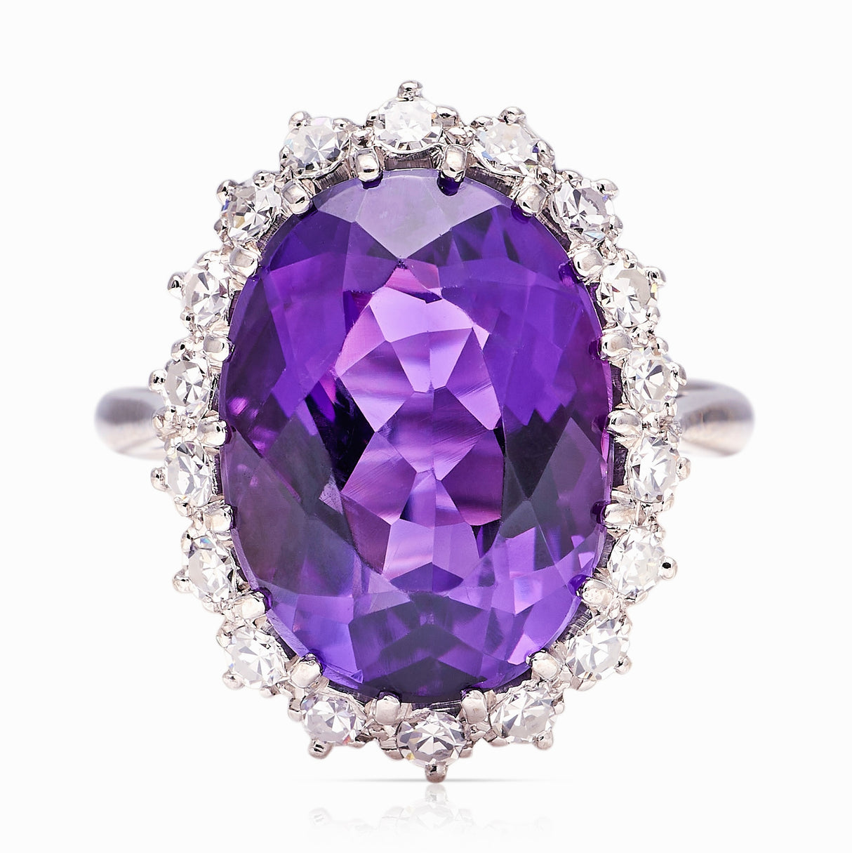 Vintage, 1960s amethyst and diamond cluster ring