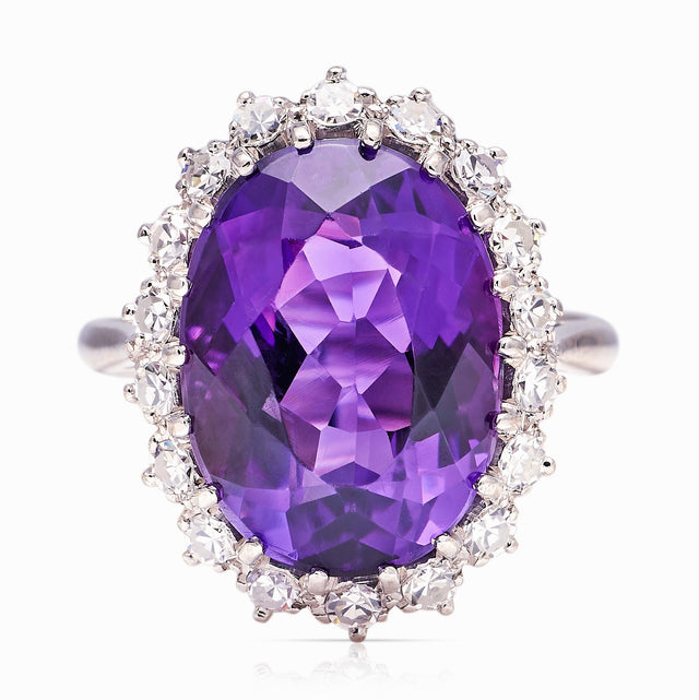 Vintage, 1960s amethyst and diamond cluster ring