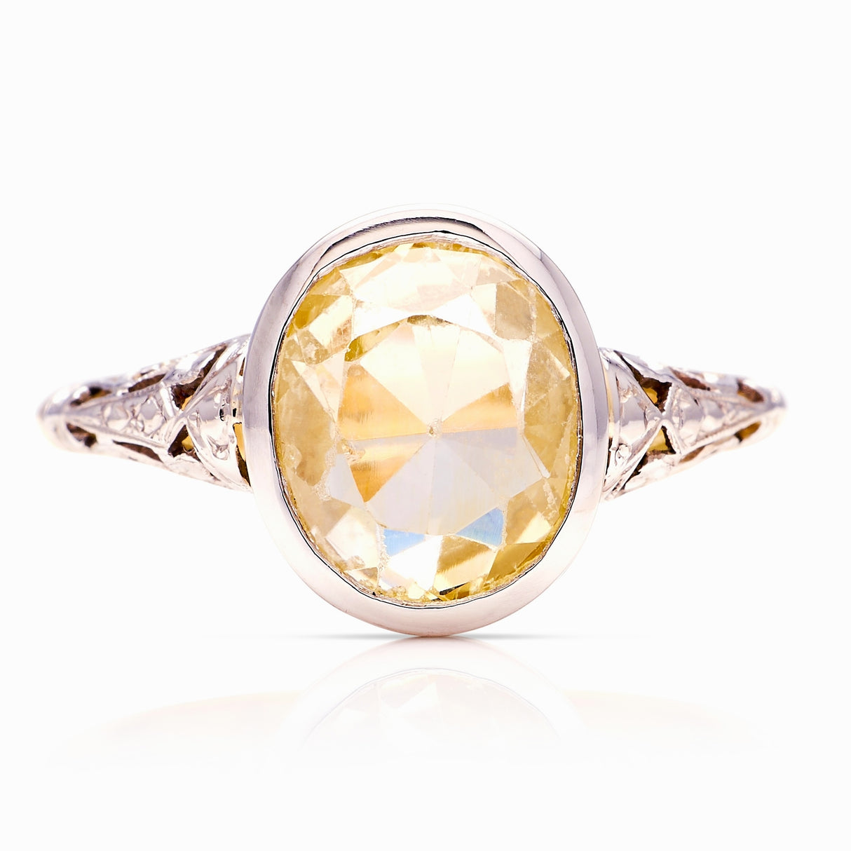 Vintage, 1940s yellow sapphire doublet ring & palladium