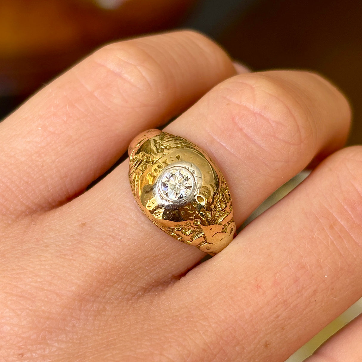 Vintage, 1960s Tiffany & co solitaire diamond class ring