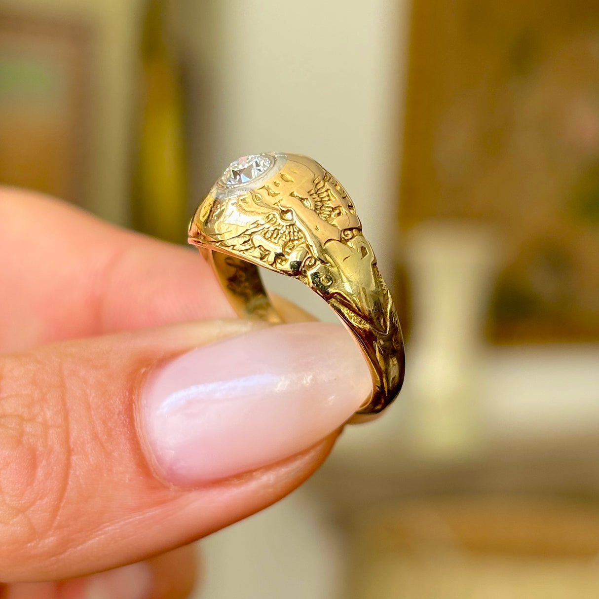 Vintage, 1960s Tiffany & co solitaire diamond class ring