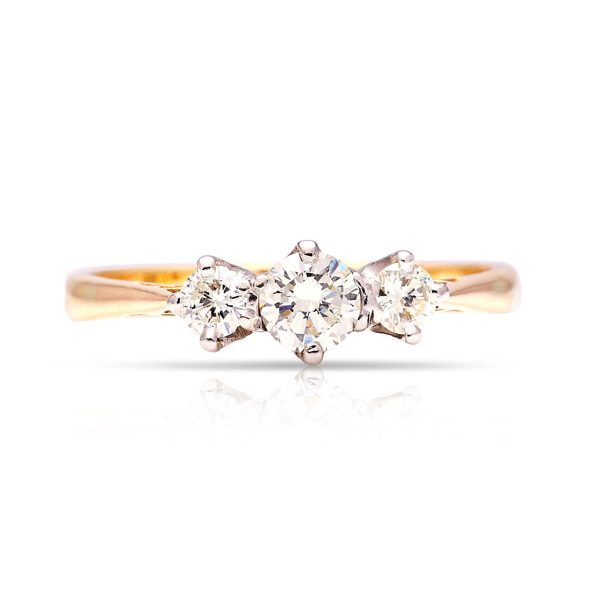 Vintage, 1950s three-stone diamond engagement ring front