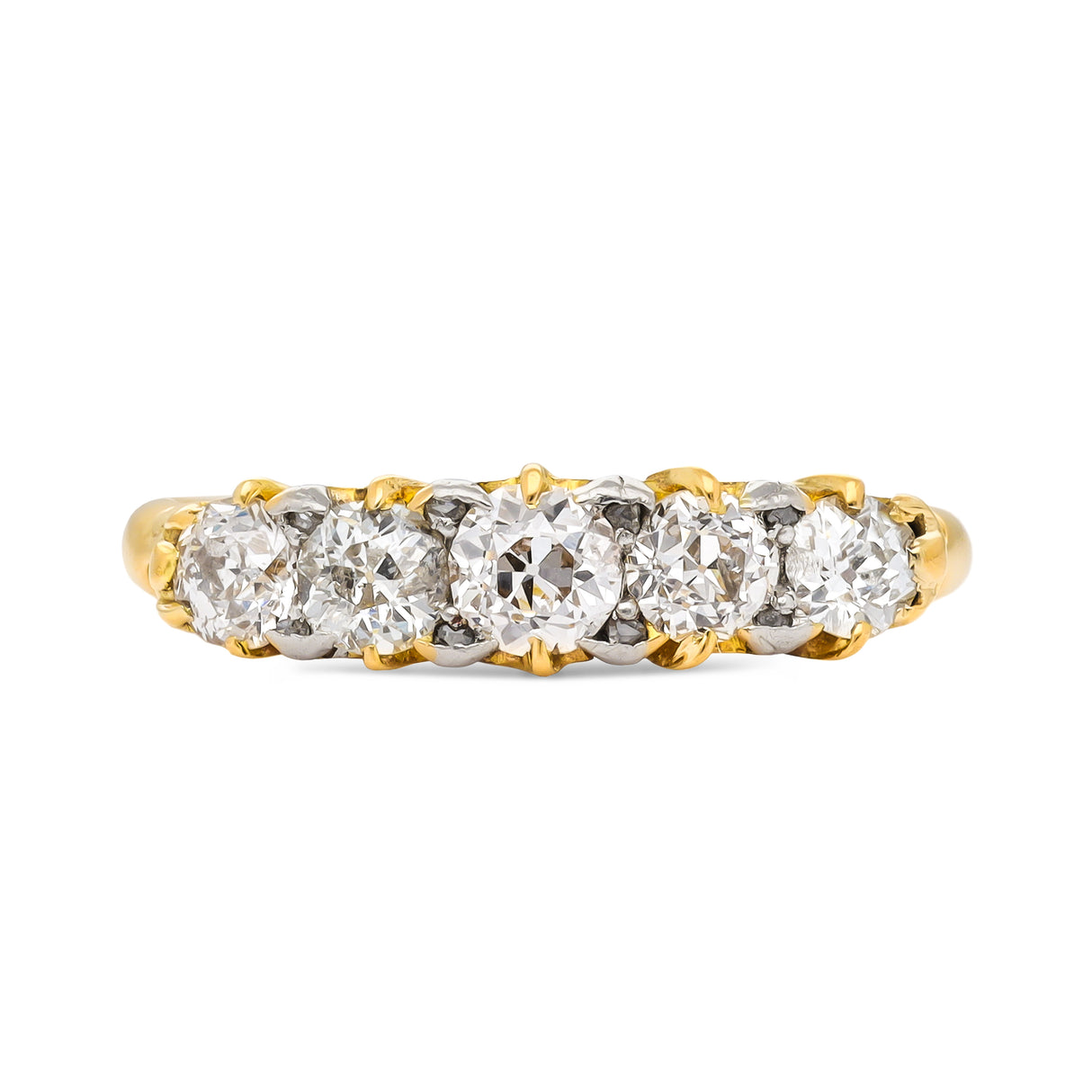 Antique diamond five-stone engagement ring, 18ct yellow gold