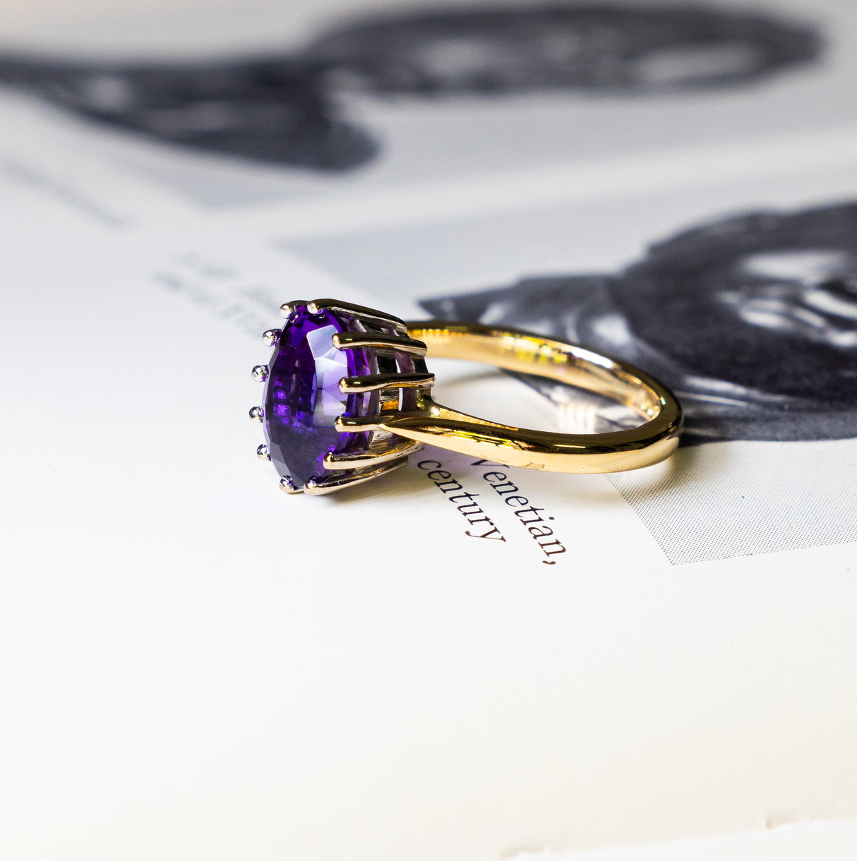 Vintage, 1970s watermelon tourmaline cocktail ring side