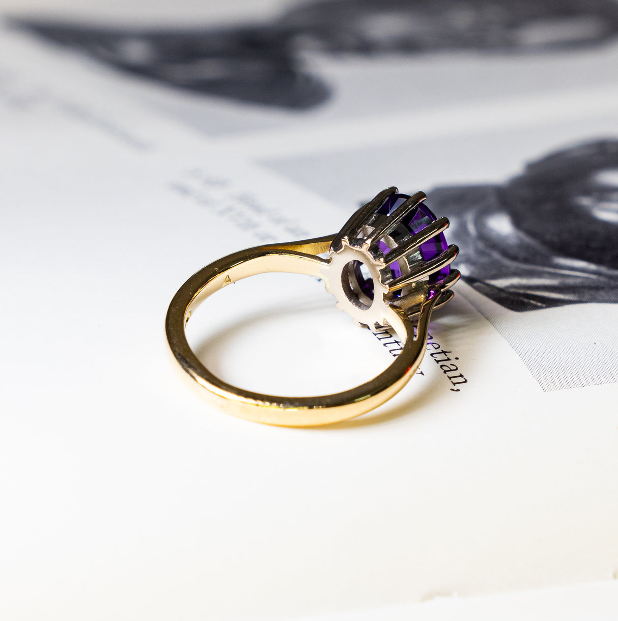 Vintage, 1970s watermelon tourmaline cocktail ring back