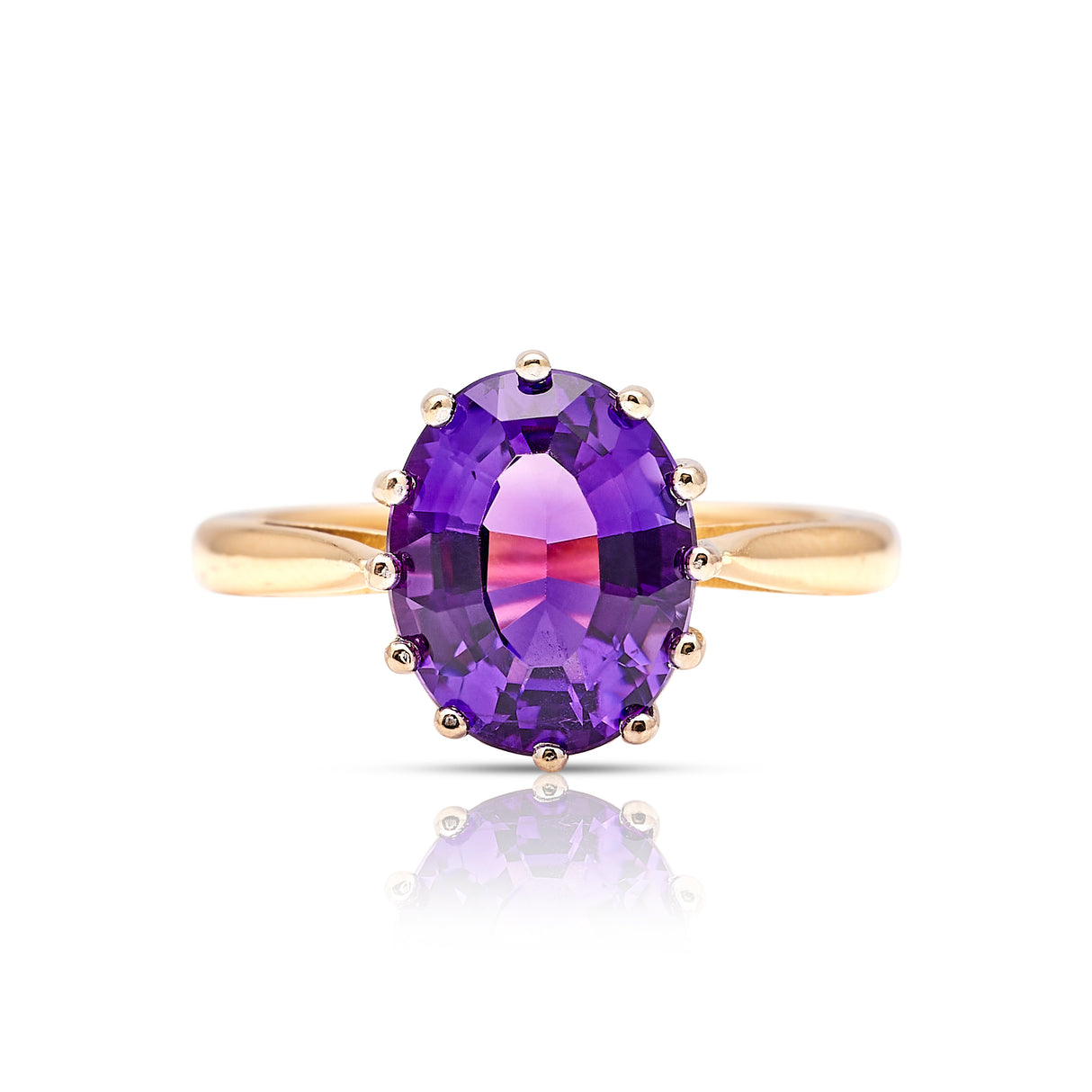 Vintage, 1970s amethyst single-stone ring front