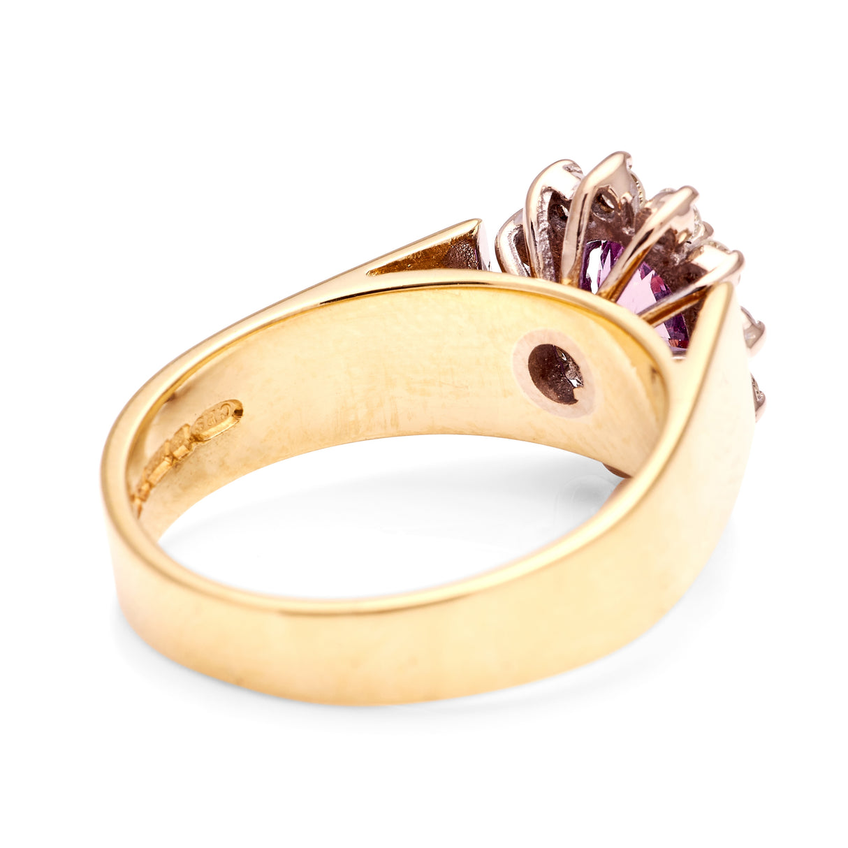 Vintage, 1980s pink sapphire and diamond cluster ring