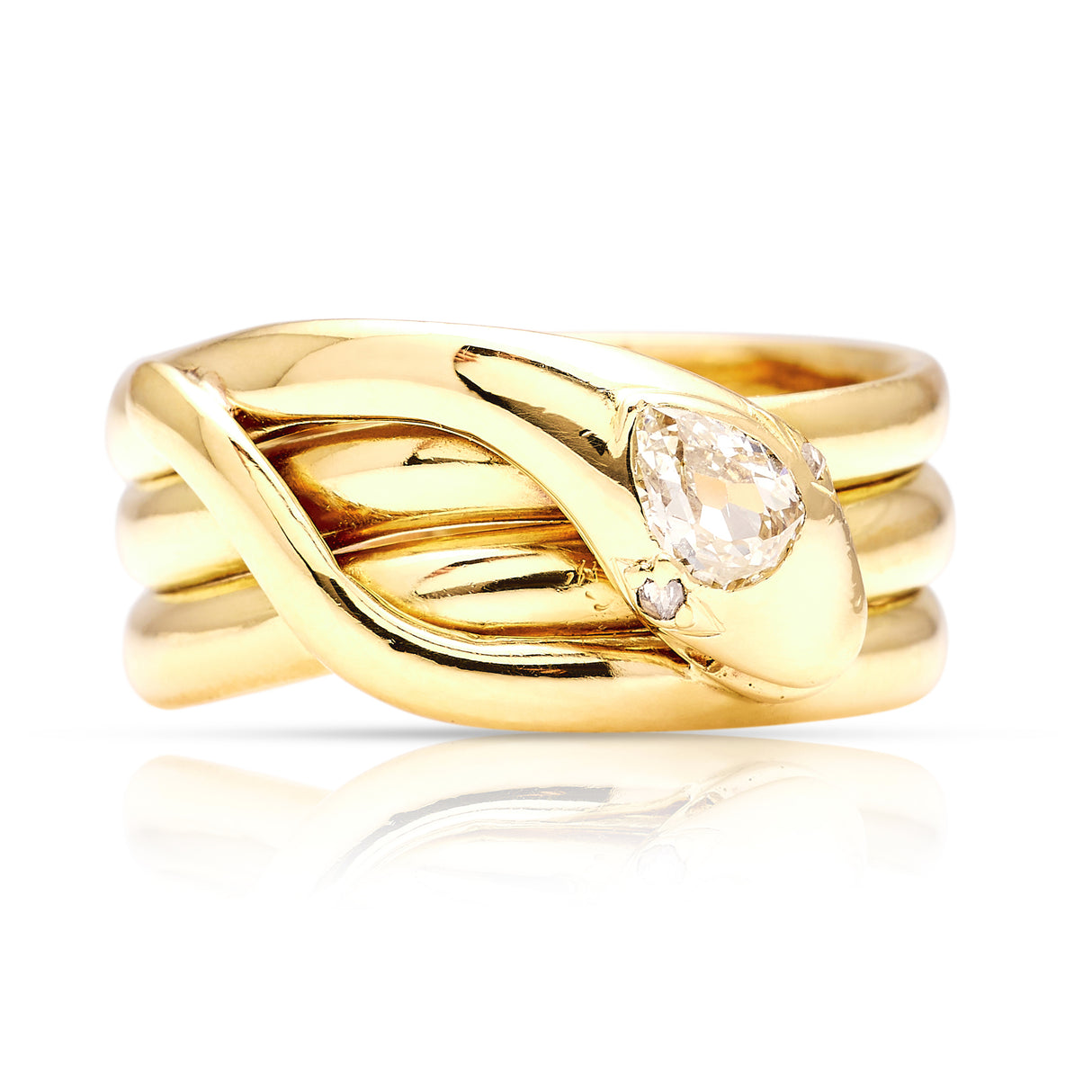 Antique, Victorian diamond set snake ring, 18ct yellow gold front