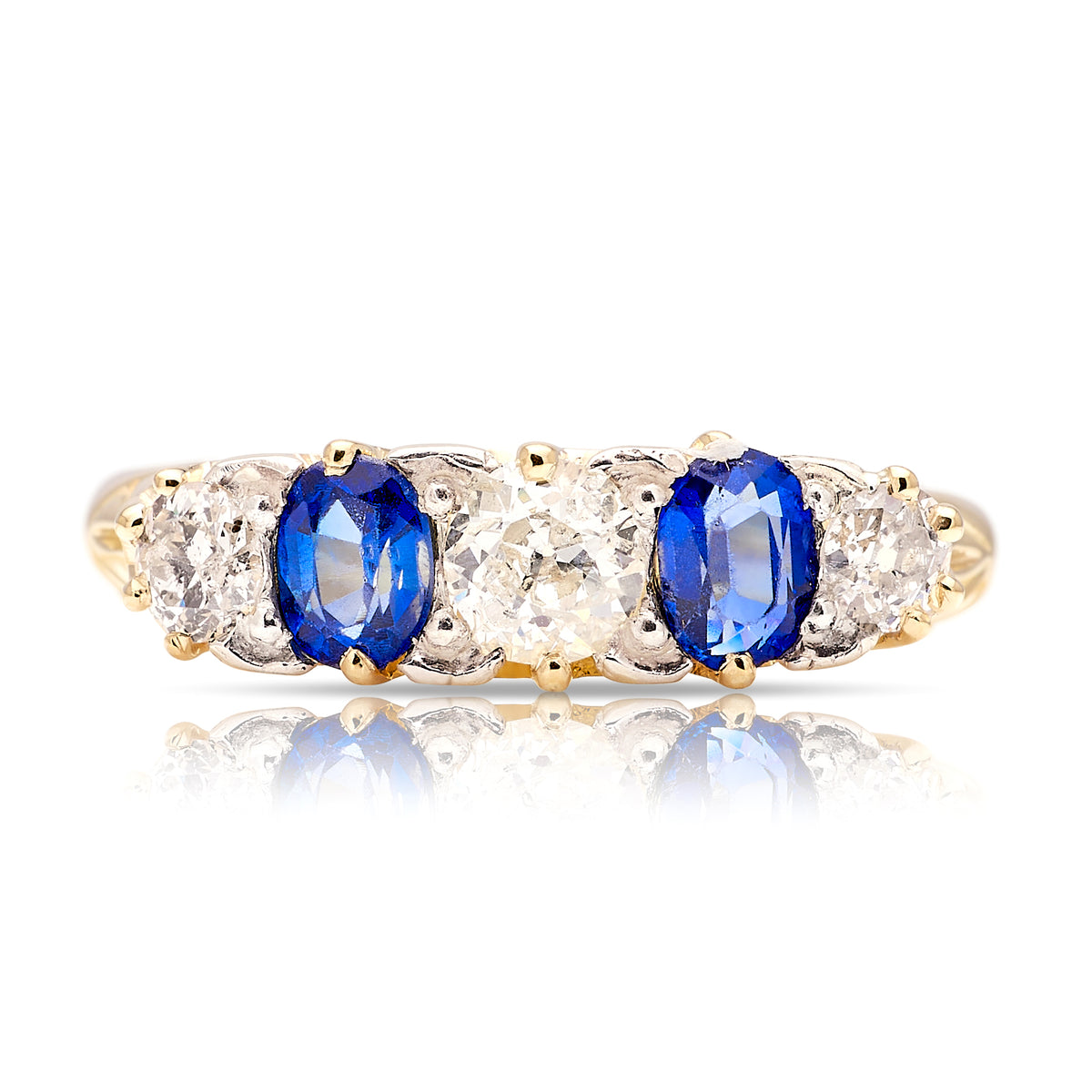 Antique, Victorian sapphire and diamond half hoop ring