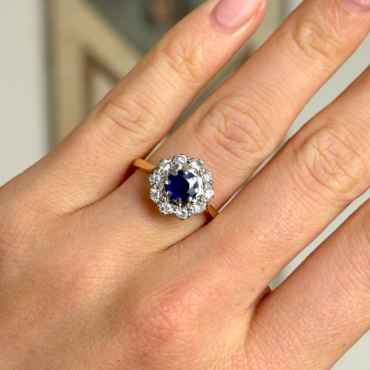 Vintage, Art Deco sapphire & diamond cluster ring