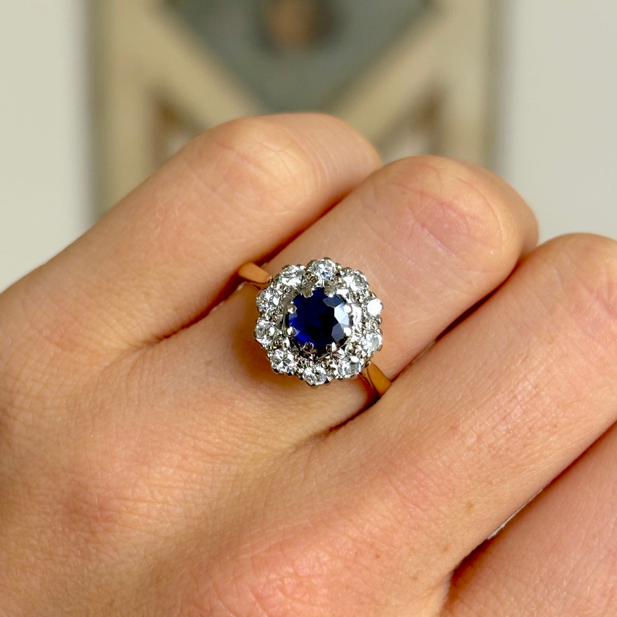 Vintage, Art Deco sapphire & diamond cluster ring