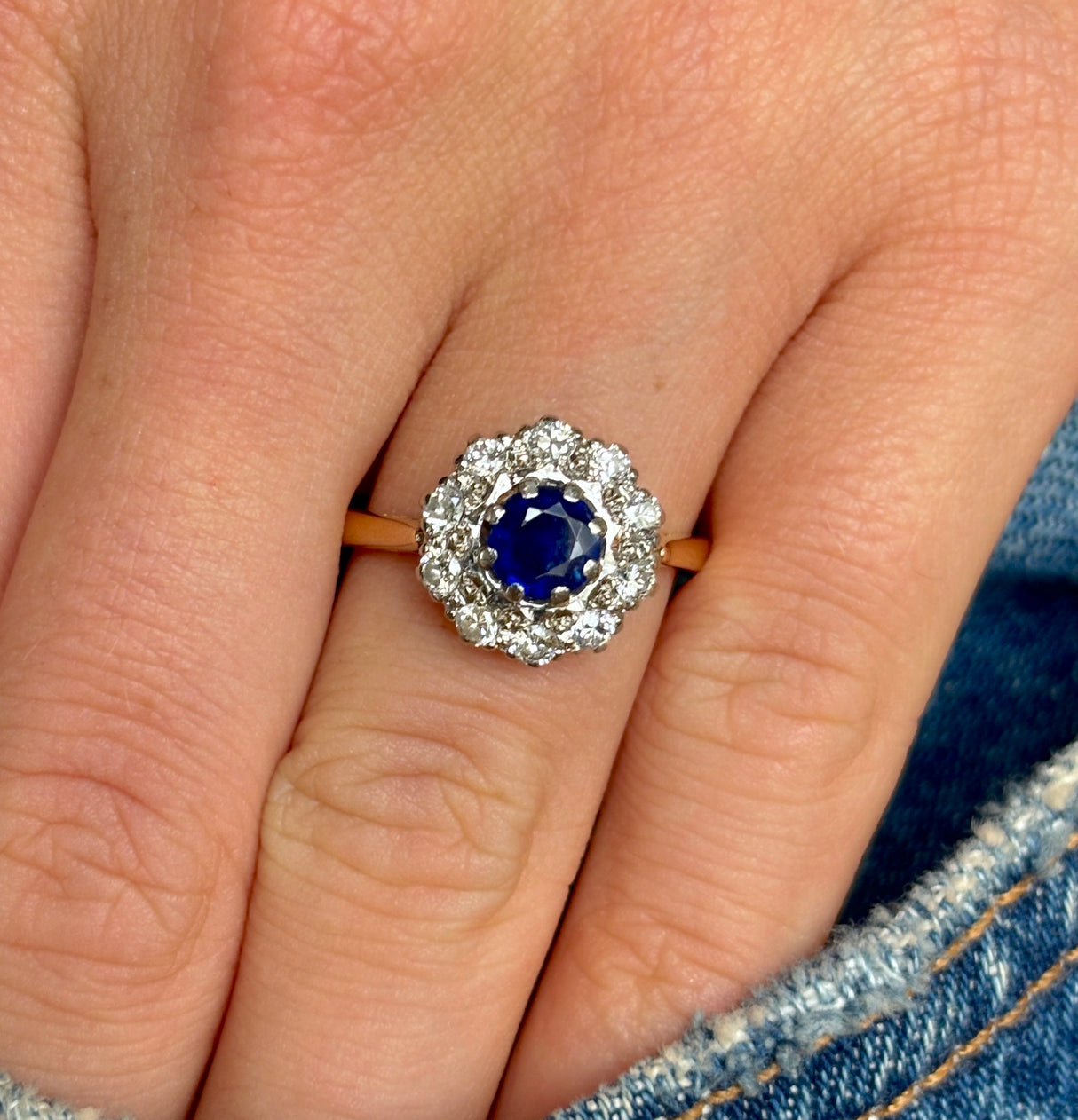 Vintage, Art Deco sapphire & diamond cluster ring