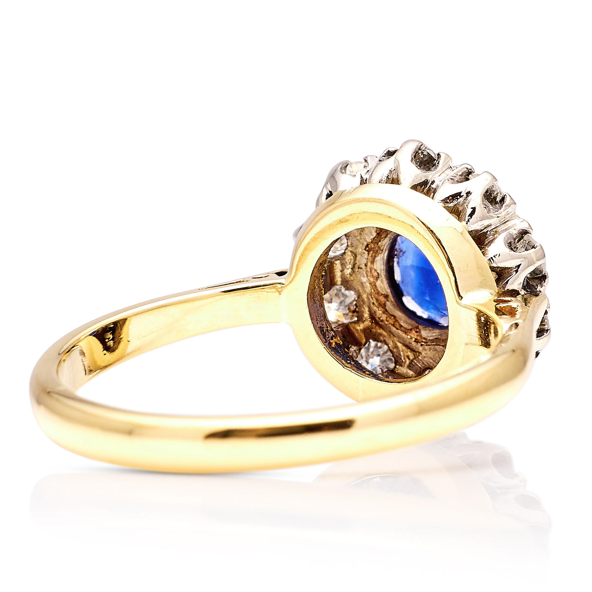 Vintage, Art Deco sapphire & diamond cluster ring back