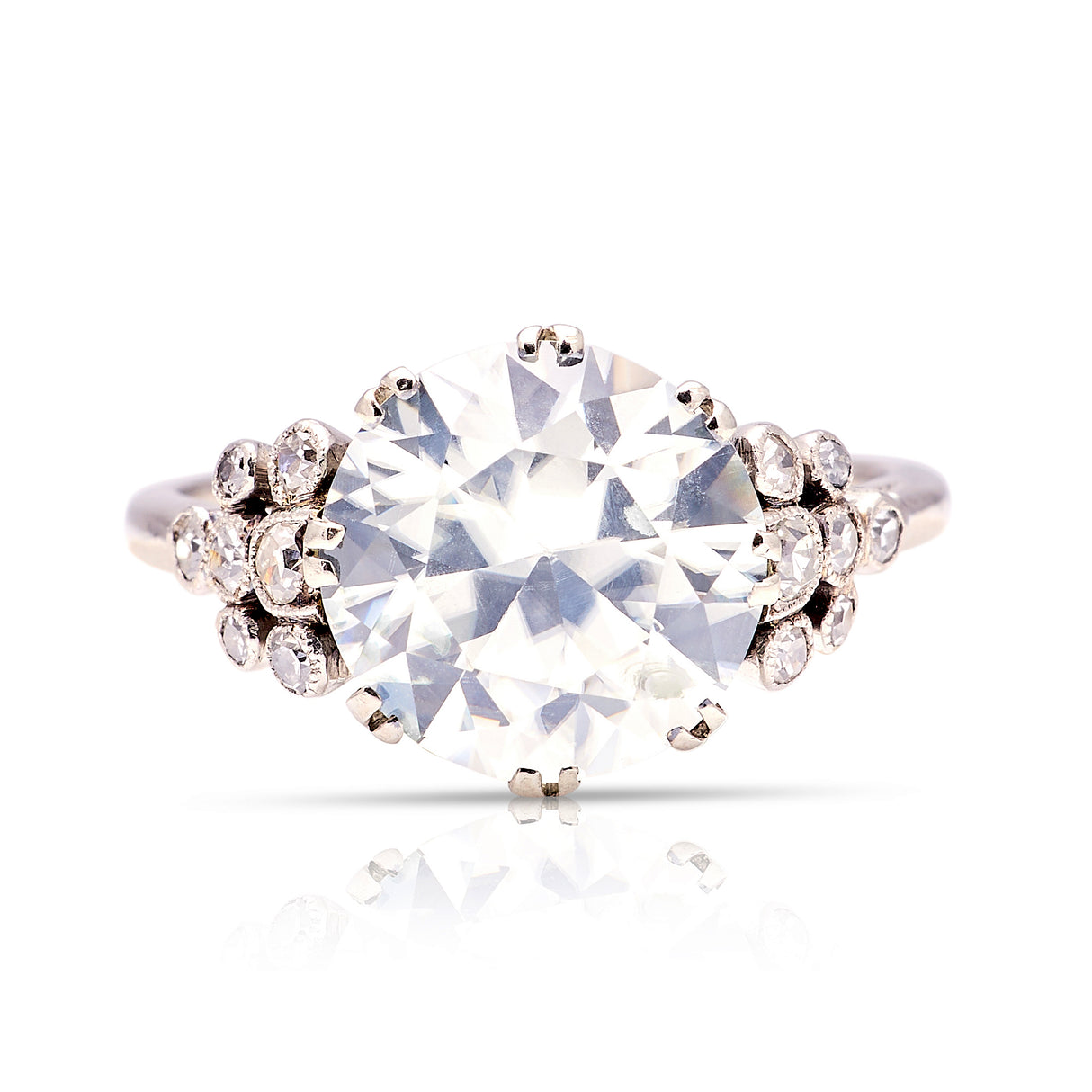 Vintage, Art Deco white sapphire & diamond ring front