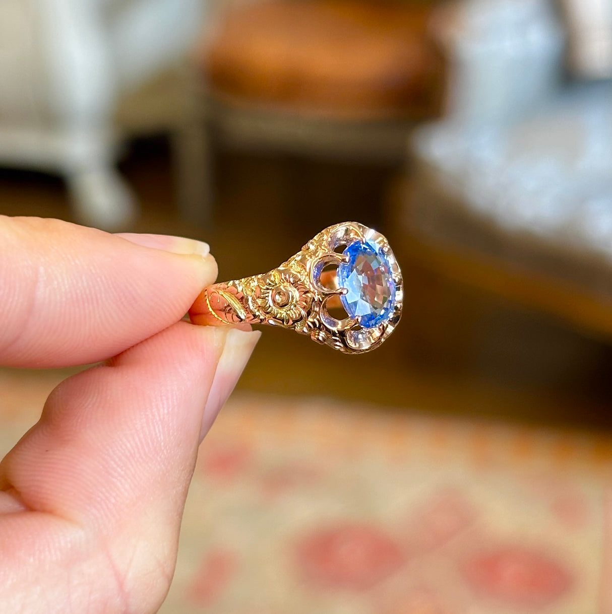 Antique, Victorian sapphire single-stone ring