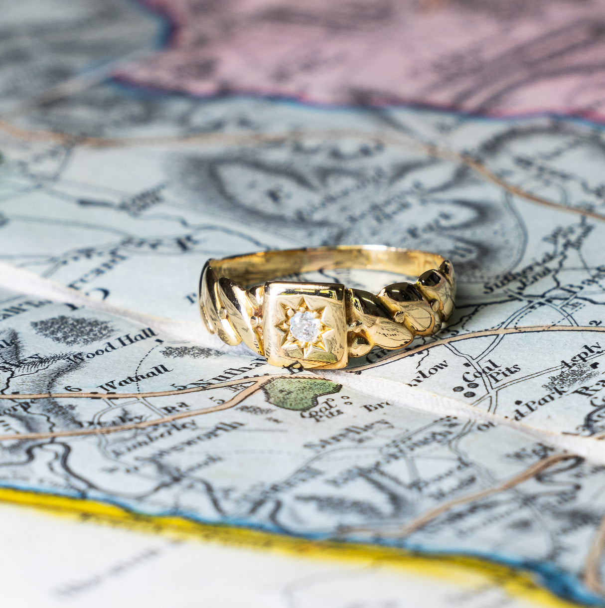 Antique, Victorian diamond gypsy ring front