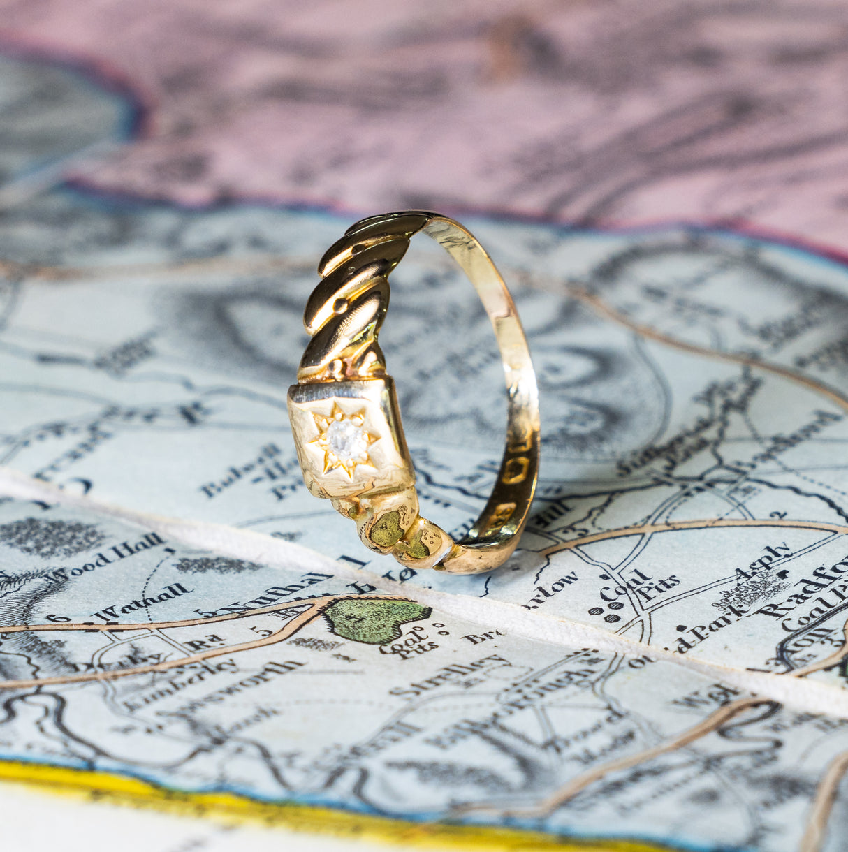 Antique, Victorian diamond gypsy ring side