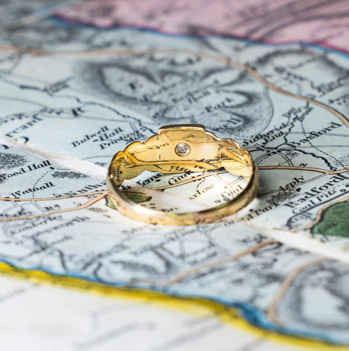 Antique, Victorian diamond gypsy ring back