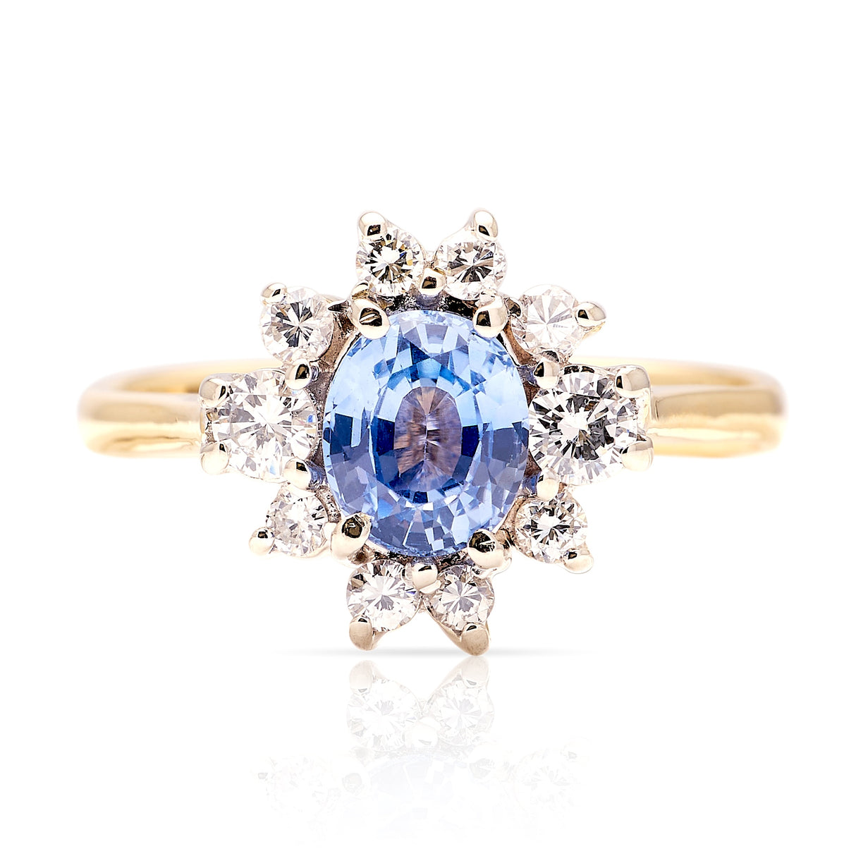 1900-Vintage, 1950s sapphire & diamond cluster ring-