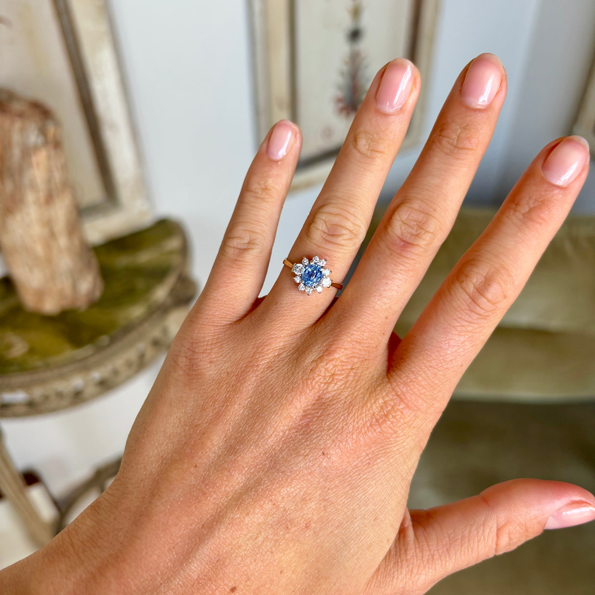 Vintage, 1990s sapphire & diamond cluster ring