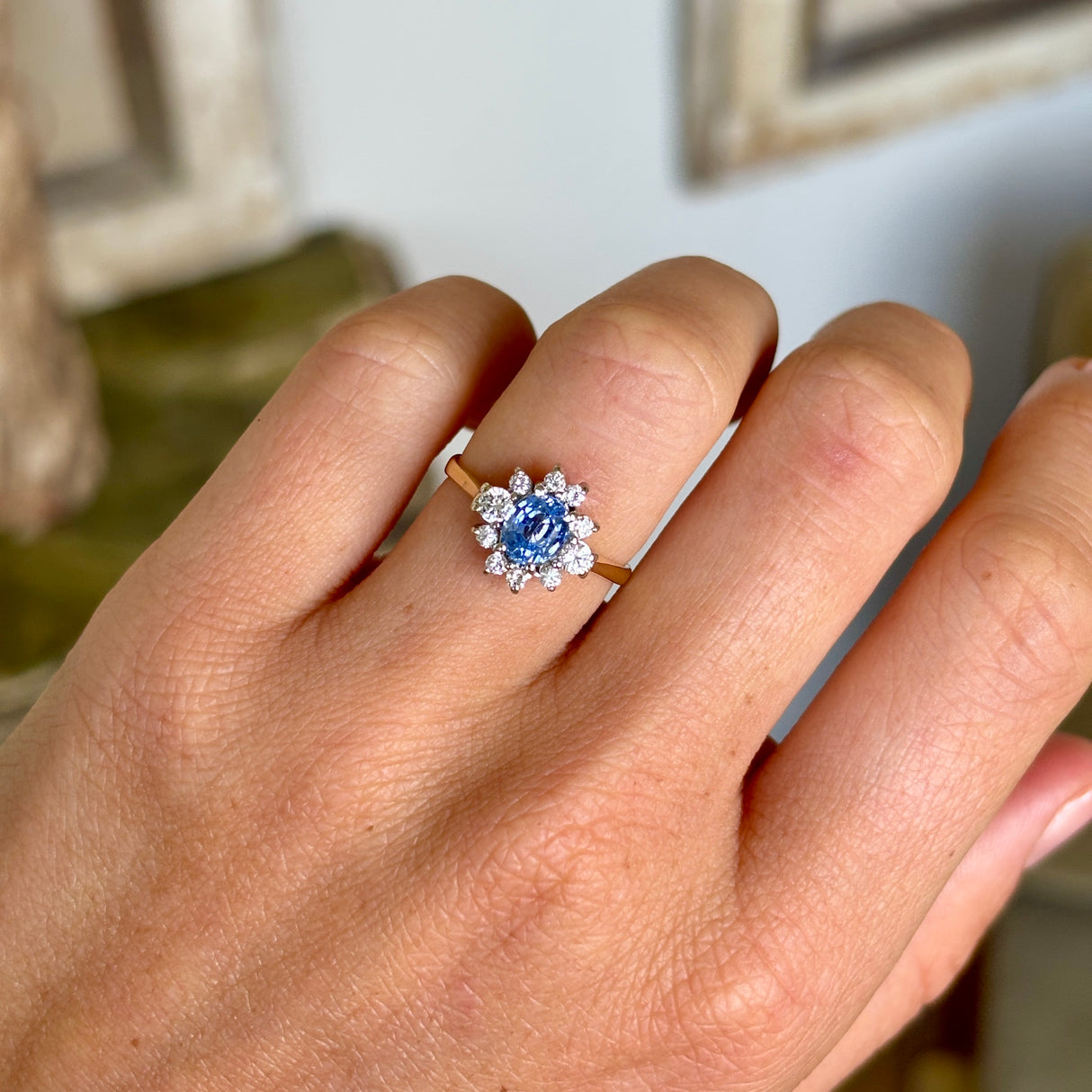 Vintage, 1990s sapphire & diamond cluster ring